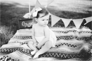 1st birthday black and white little girl