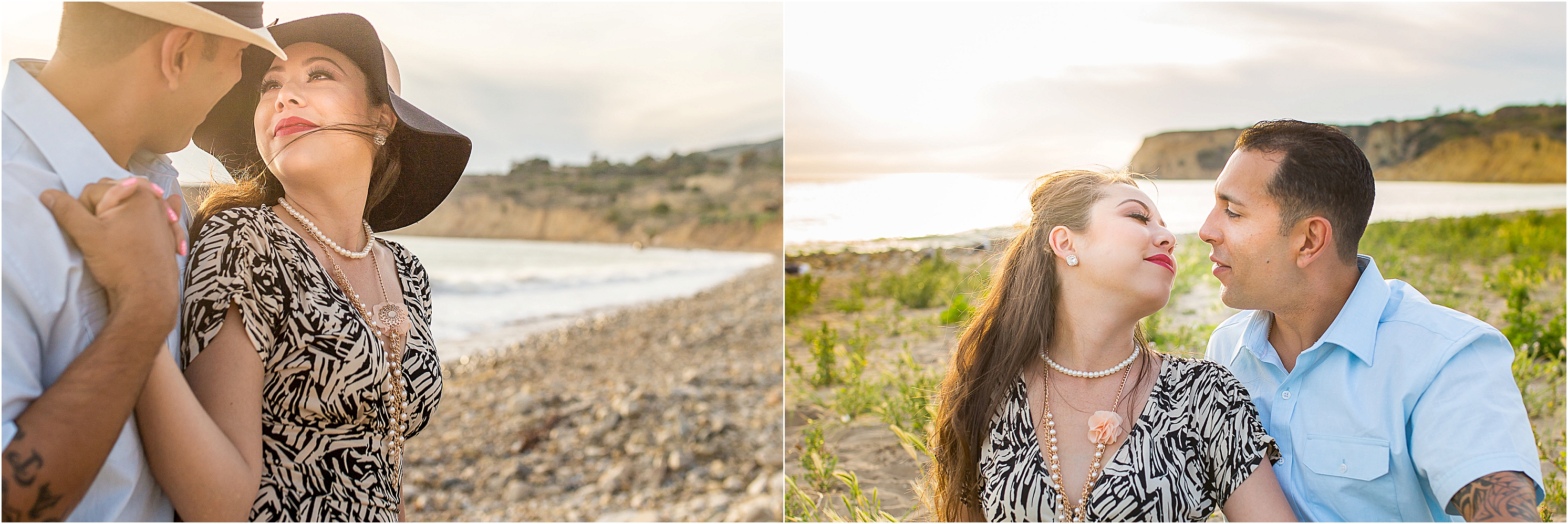 Golden hour engagement photos at the beach