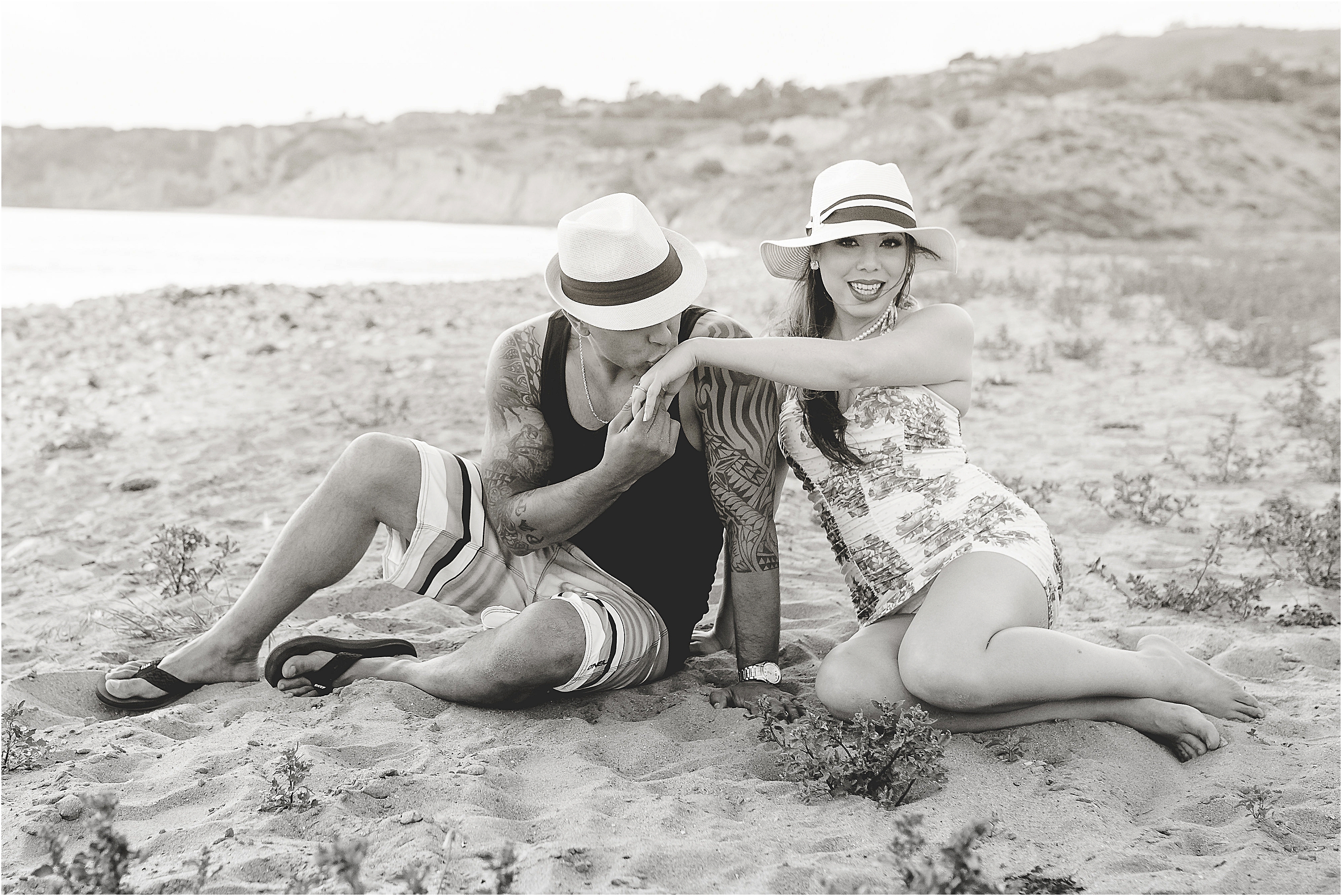 Classic beach engagement photography posing for palos verdes location in Southen California.
