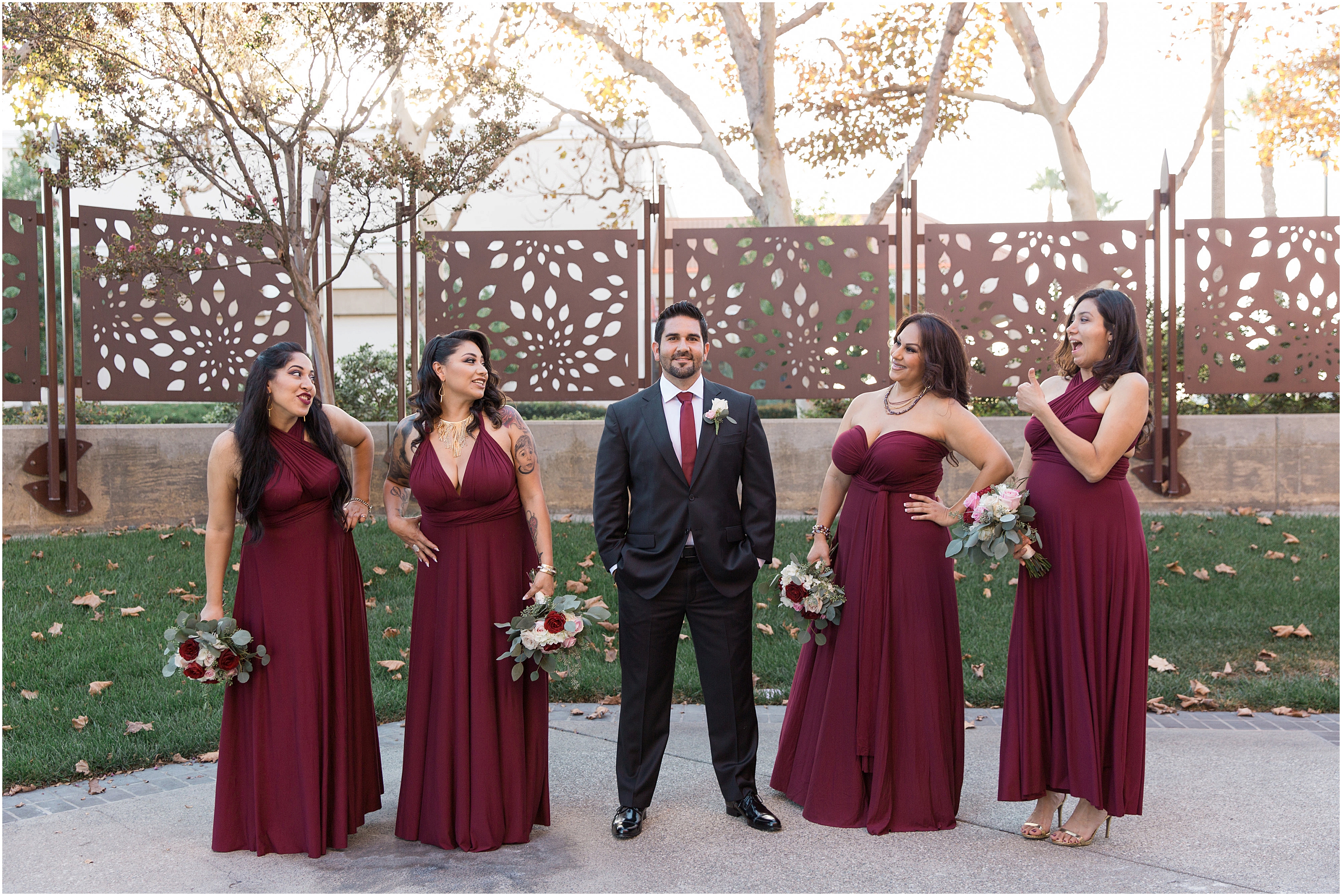 groom gets sassy with bridemaids