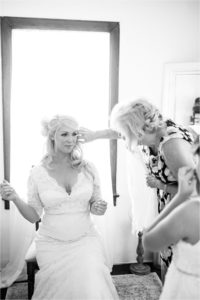 mother and daughter getting ready for wedding