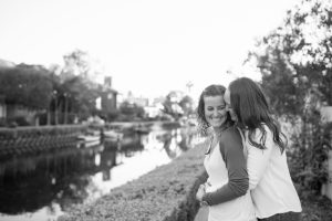 black and white photos at venice canals