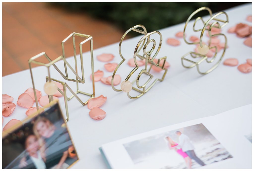 gold signage for wedding welcome table