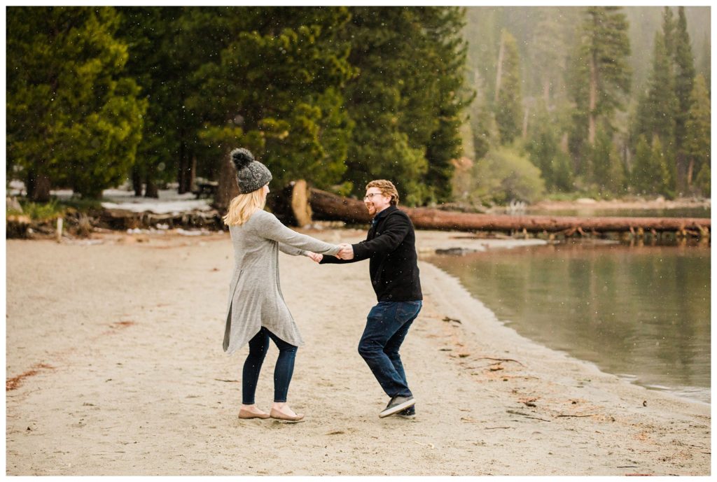 couple dancing on the beach by emerald bay