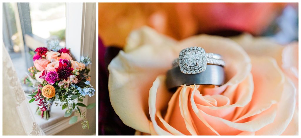 floral details and ring photo in coral rose