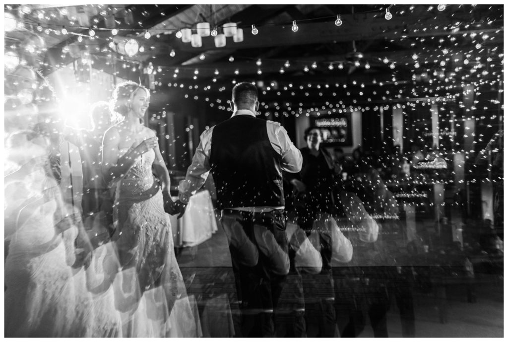 black and white prism photos at reception