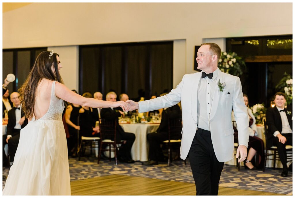 couple dancing first dance at the incline village hyatt for their wedding