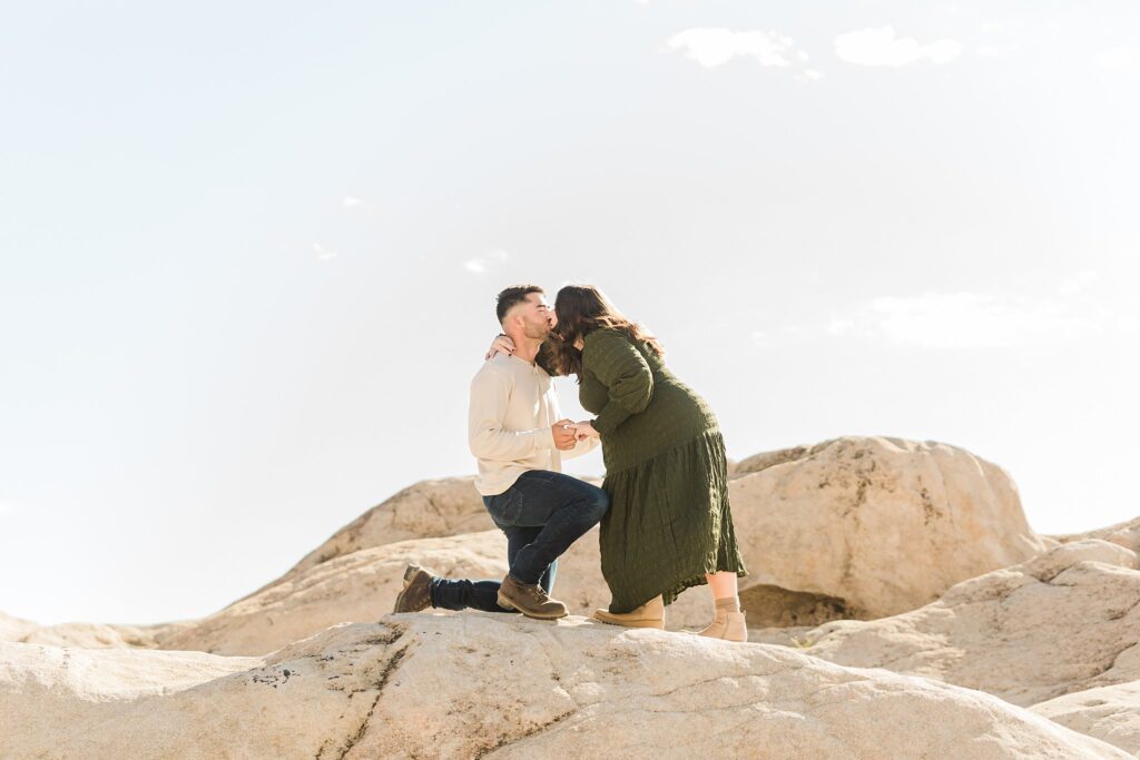 Joshua Tree engagement photographer capturing breathtaking moments amidst the ethereal beauty of Moon Rocks Nevada.